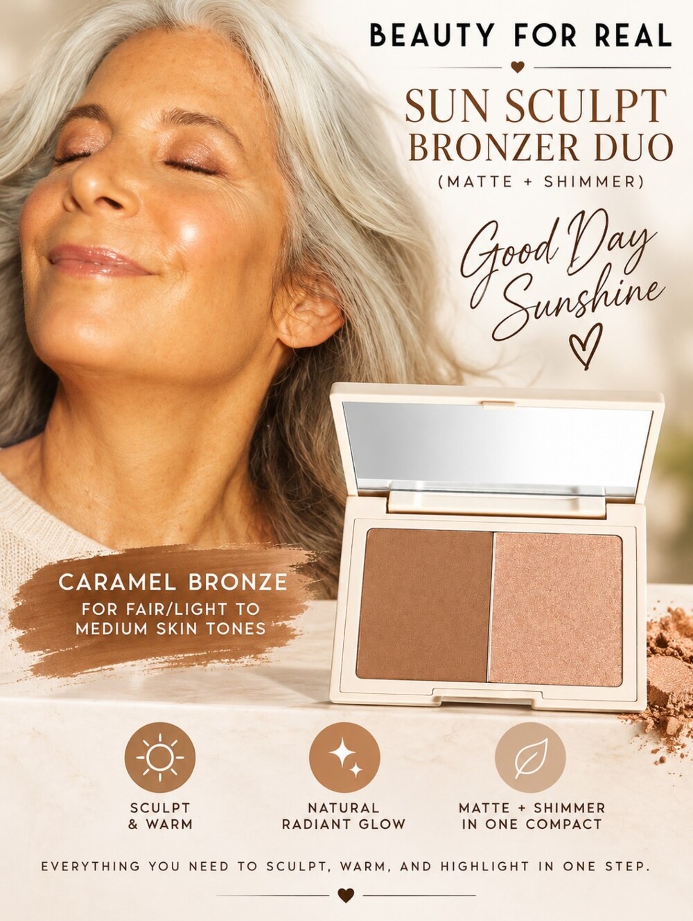 BEAUTY FOR REAL Sun Sculpt Bronzer Duo
